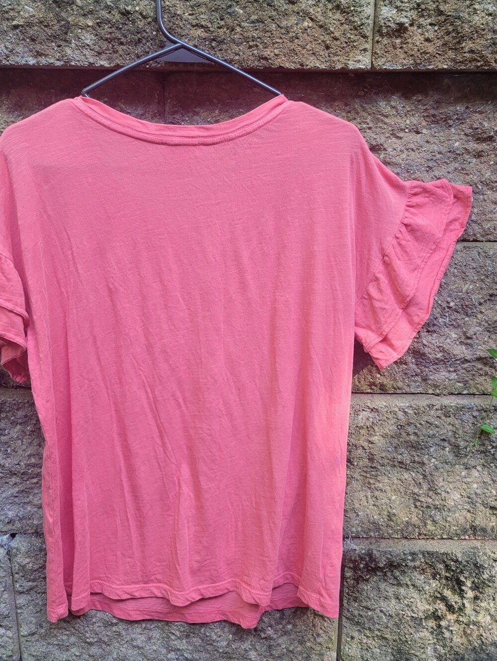 Sundance catalog women's embroidered layered flutter sleeve coral pink Tshirt M - Picture 9 of 14